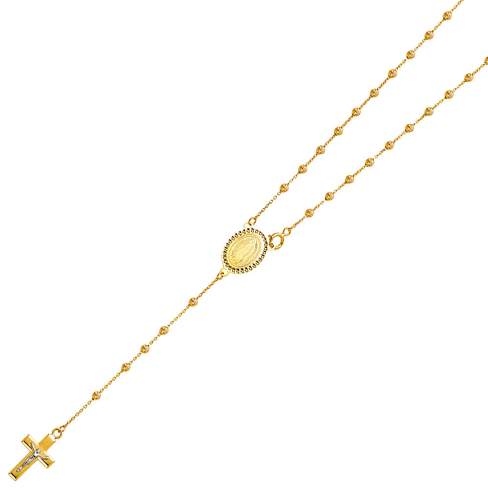 14K Yellow Gold 2.5 mm Moon Ball Rosa-Necklace