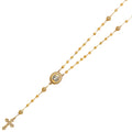 14K Yellow Gold CZ 3 mm Moon Ball Rosa-Necklace