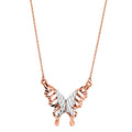 14K Two Tone Gold Pink Butter Fly Necklace