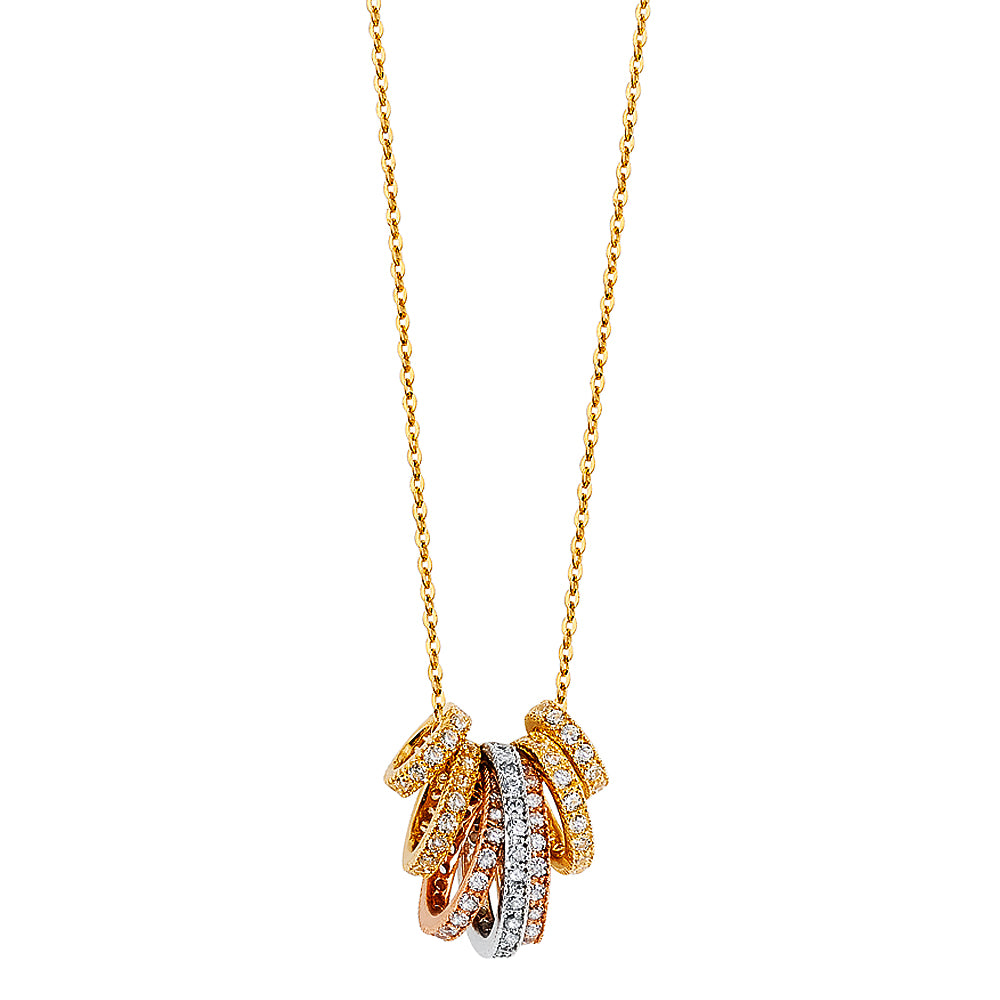 14K Yellow White Rose Gold 7Day CZ Ring Necklace