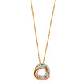 14K Yellow White Rose Gold CZ 3 Rings Necklace
