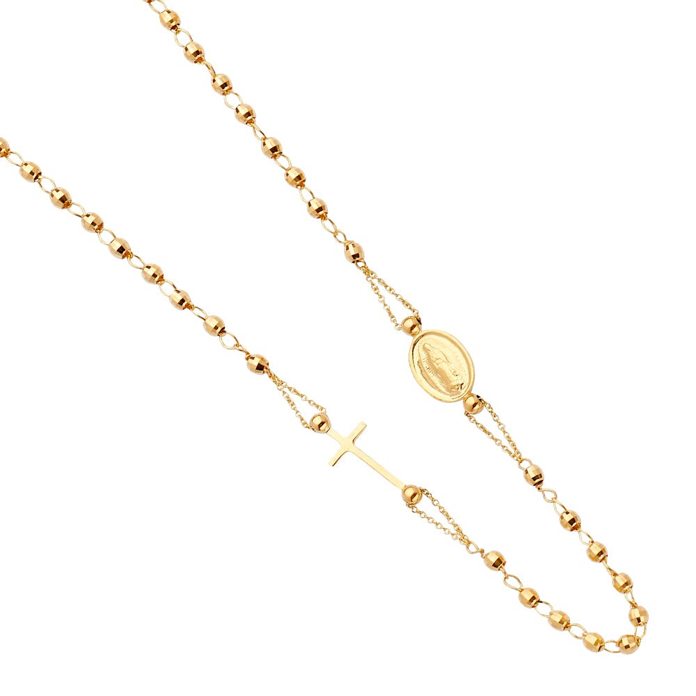 14K Yellow Gold Guadalupe Fashion Rosario Necklace