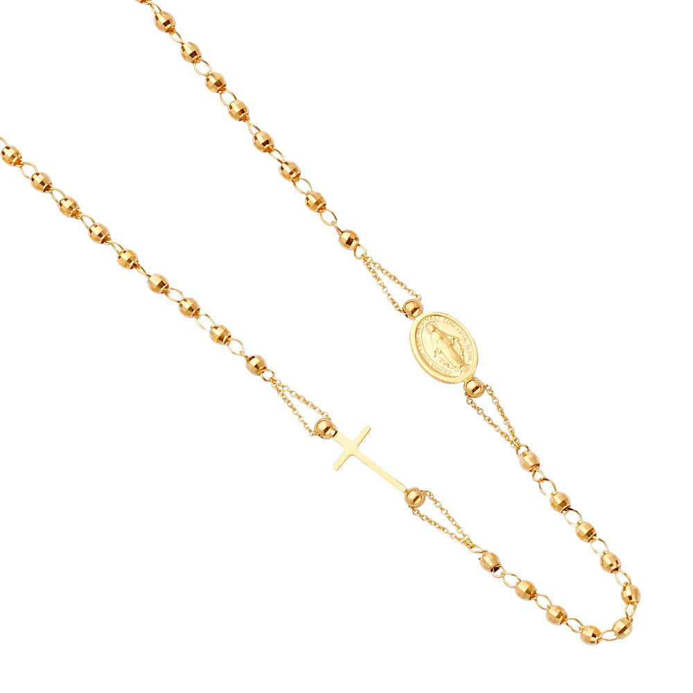 14K Yellow Gold Virgin Mary Fashion Rosario Necklace