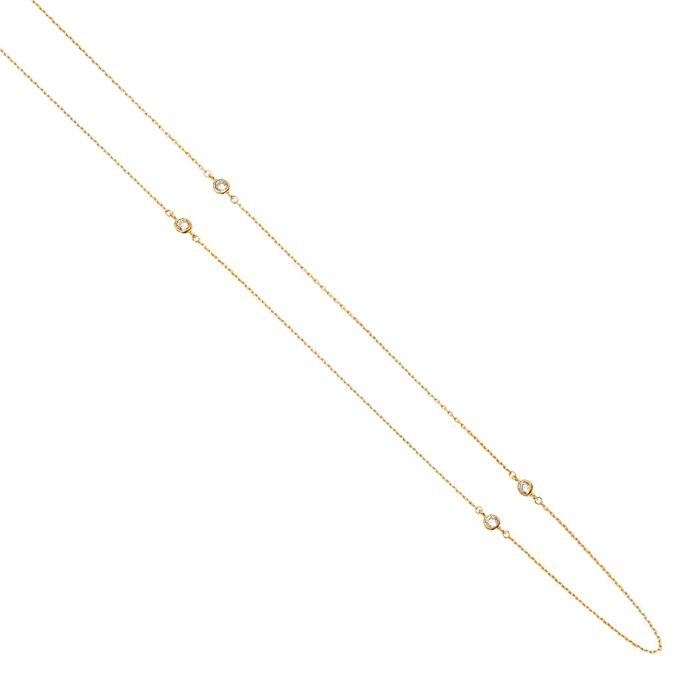 14K Yellow Gold CZ Bazel By The Yard Necklace - 17+1