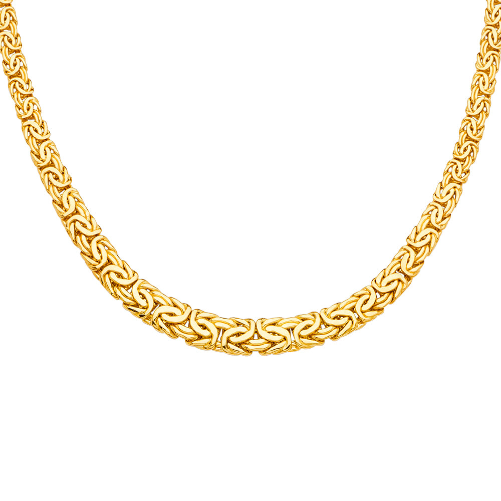 14K Yellow Gold Gradated Oval Hollow Byzantine Necklace