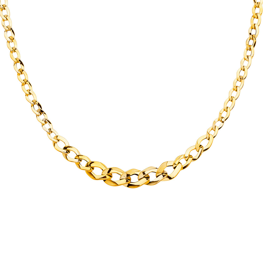 14K Yellow Gold Fancy Gradated Hollow Necklace