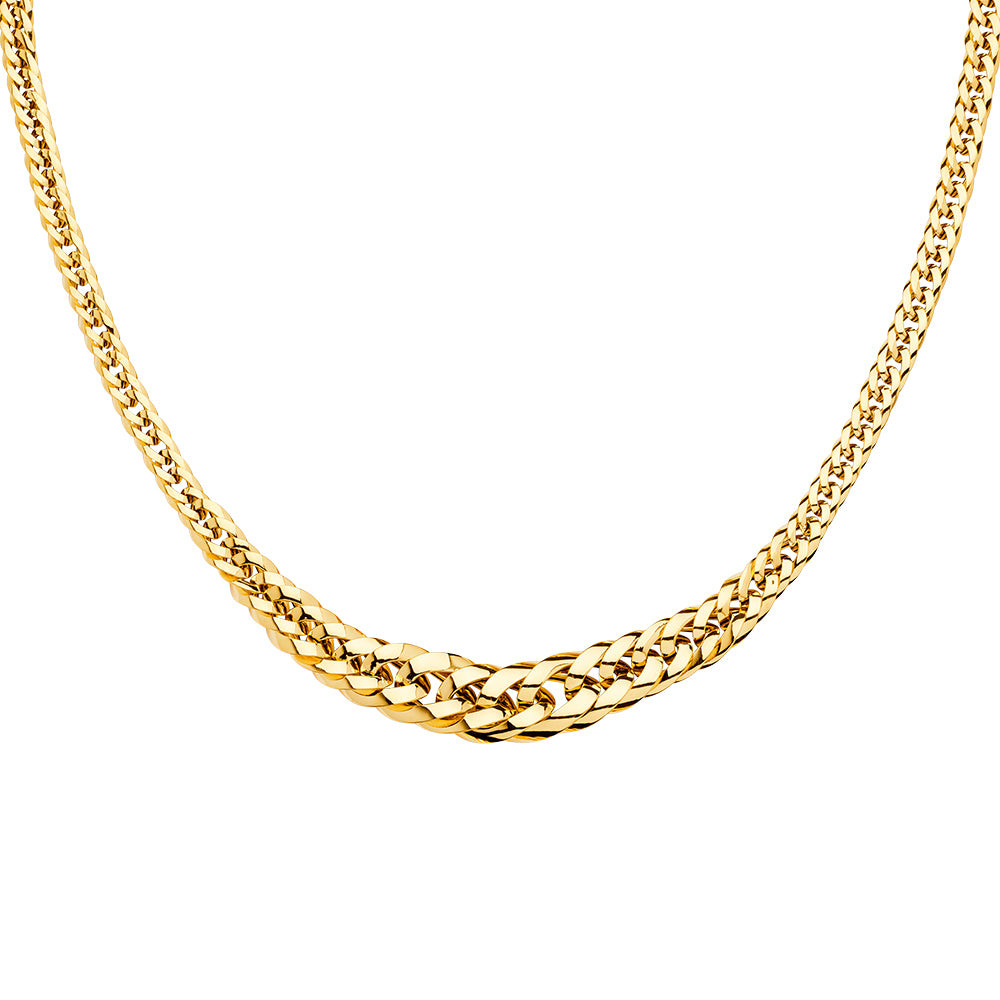 14K Yellow Gold Fancy Gradated Hollow Necklace