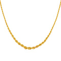 14K Yellow Gold Gradated Hollow Rope Chain Necklace