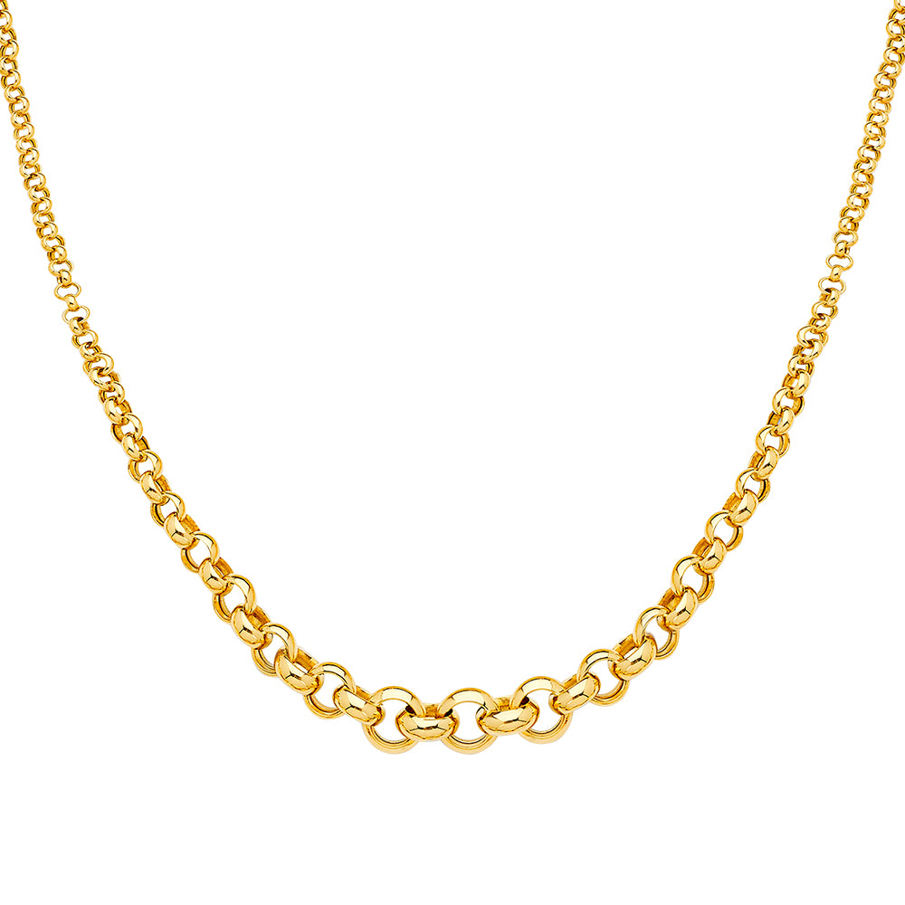 14K Yellow Gold Fancy Gradated Hollow Necklace