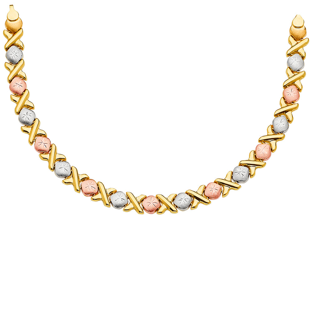 14K Yellow White Rose Goldolor Stampato Necklace