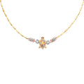 14K Yellow White Rose Goldolor CZ Turtle Necklace