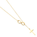14K Yellow Gold Cross + Infinity Light Neckalce