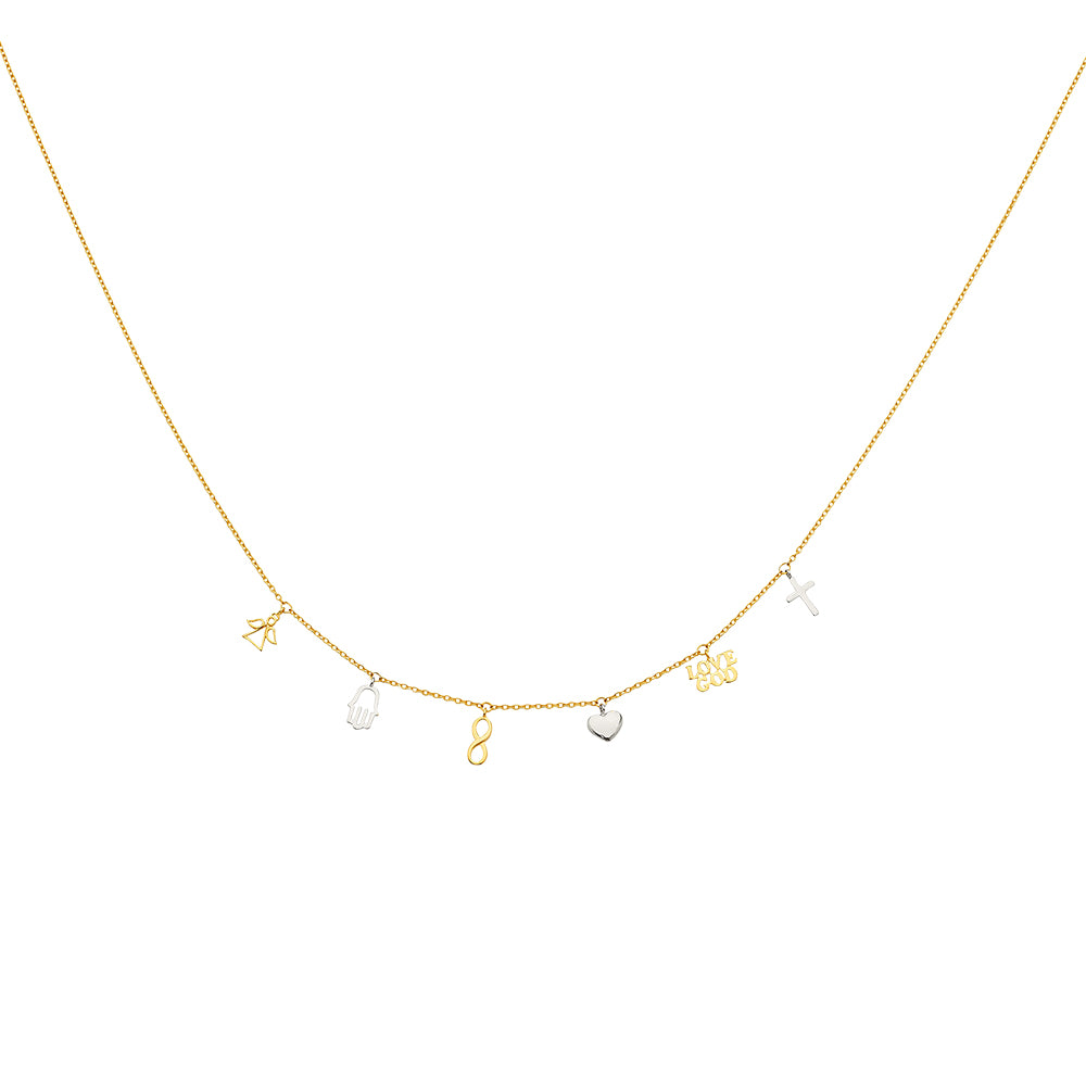 14K Two Tone Gold Dangling Light Chain Necklace