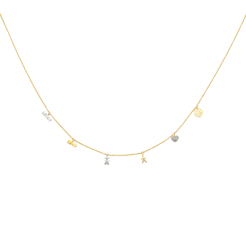 14K Two Tone Gold Dangling Light Chain Necklace