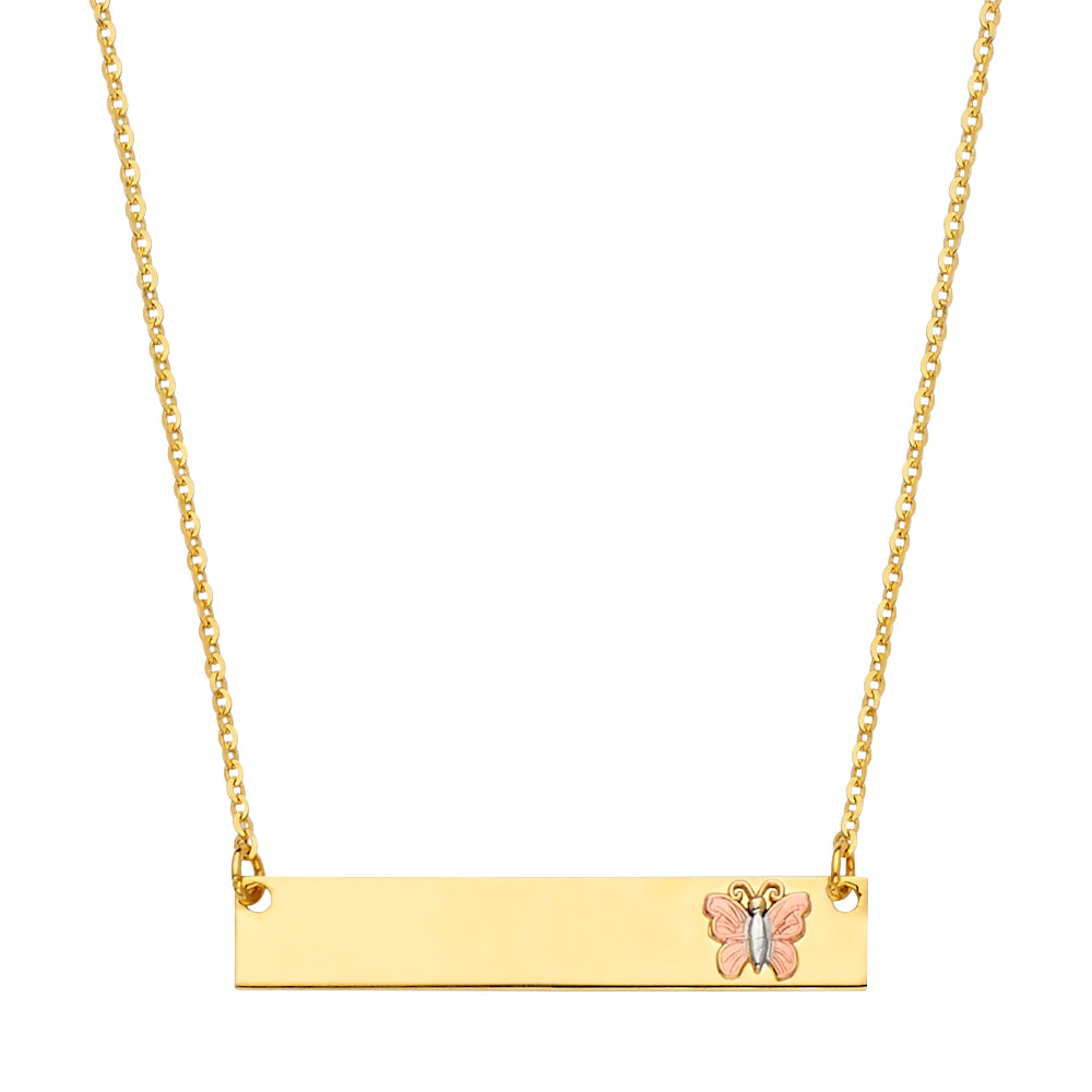 14K Id W/Butterfly Chain Necklace