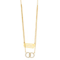 14K Yellow Gold Two Rowss Chain Necklace with CZ Eternity