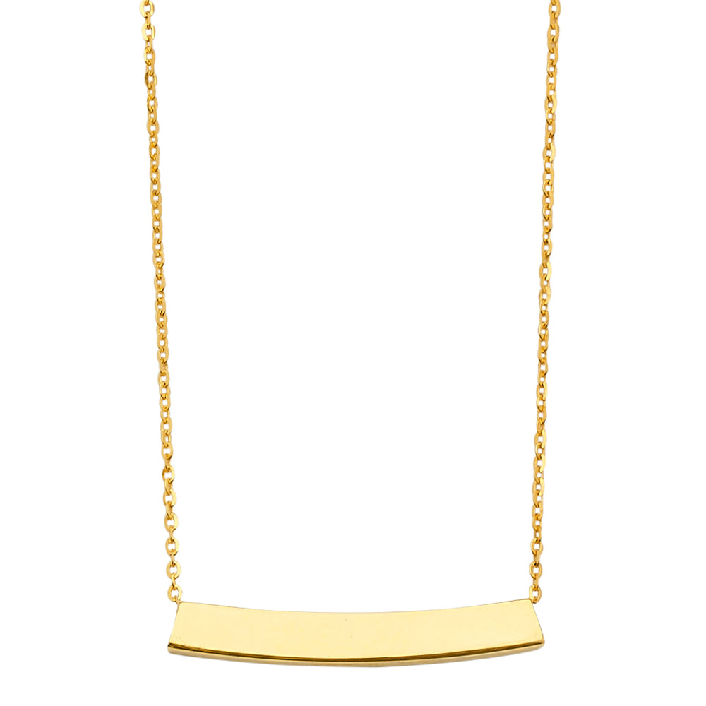 14K Yellow Gold Moving Id Bar Light Chain Necklace