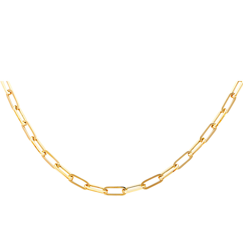 14K Yellow Gold 4.0 mm Hollow Paperclip Necklace 18