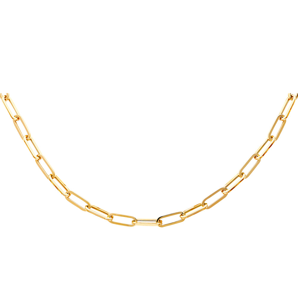 14K Yellow Gold 5.5 mm Hollow Paperclip Necklace 18