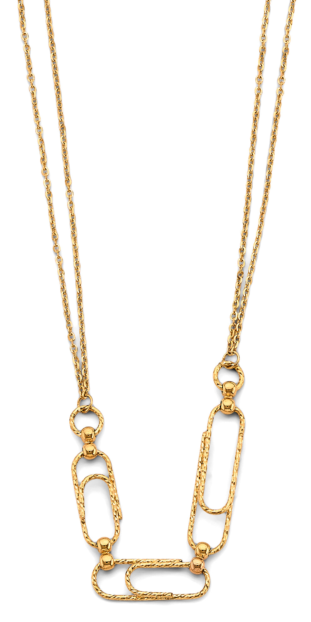 14K Yellow Gold Diamond Cut Paperclip Necklace