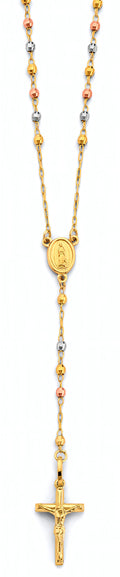 14K Yellow White Rose Gold 2.5 mm Disco Ball Rosary Necklace