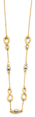 14K Two Tone Gold Infinity Bead Necklace