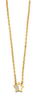 14K Yellow Gold CZ Open Star Necklace