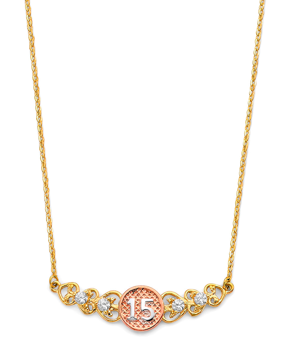 14K Two Tone Gold 15 Years Necklace