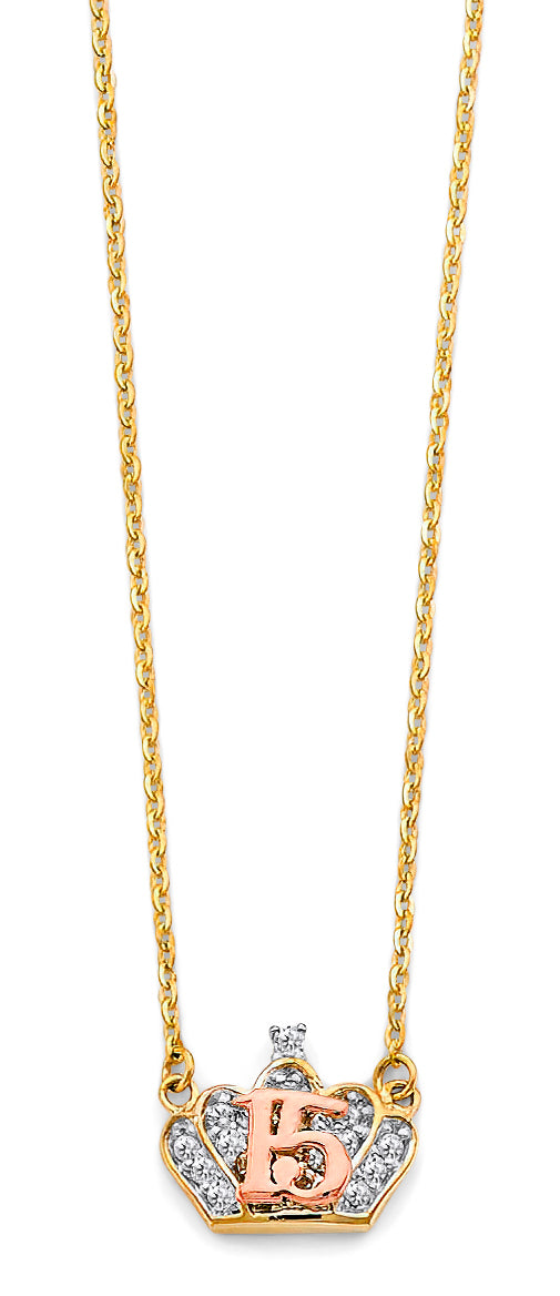 14K Yellow White Rose Gold 15 Years Necklace