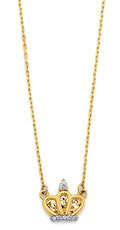 14K Yellow Gold CZ Crown Necklace