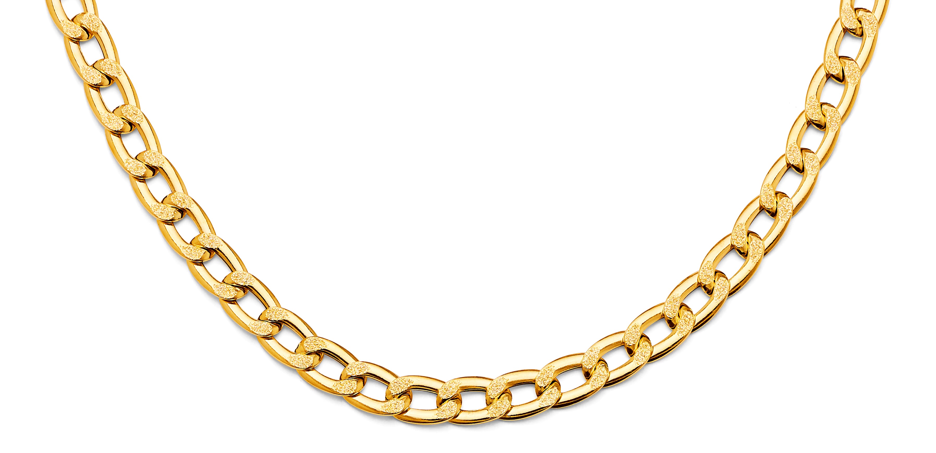 14K Yellow Gold Hollow Dia-Bar Curb Necklace