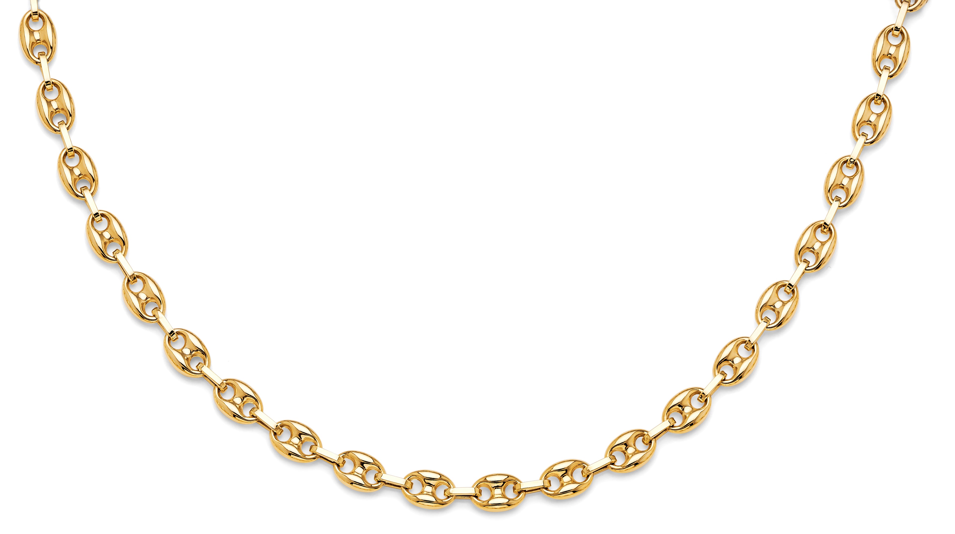 14K Yellow Gold Puffed Mariner Necklace