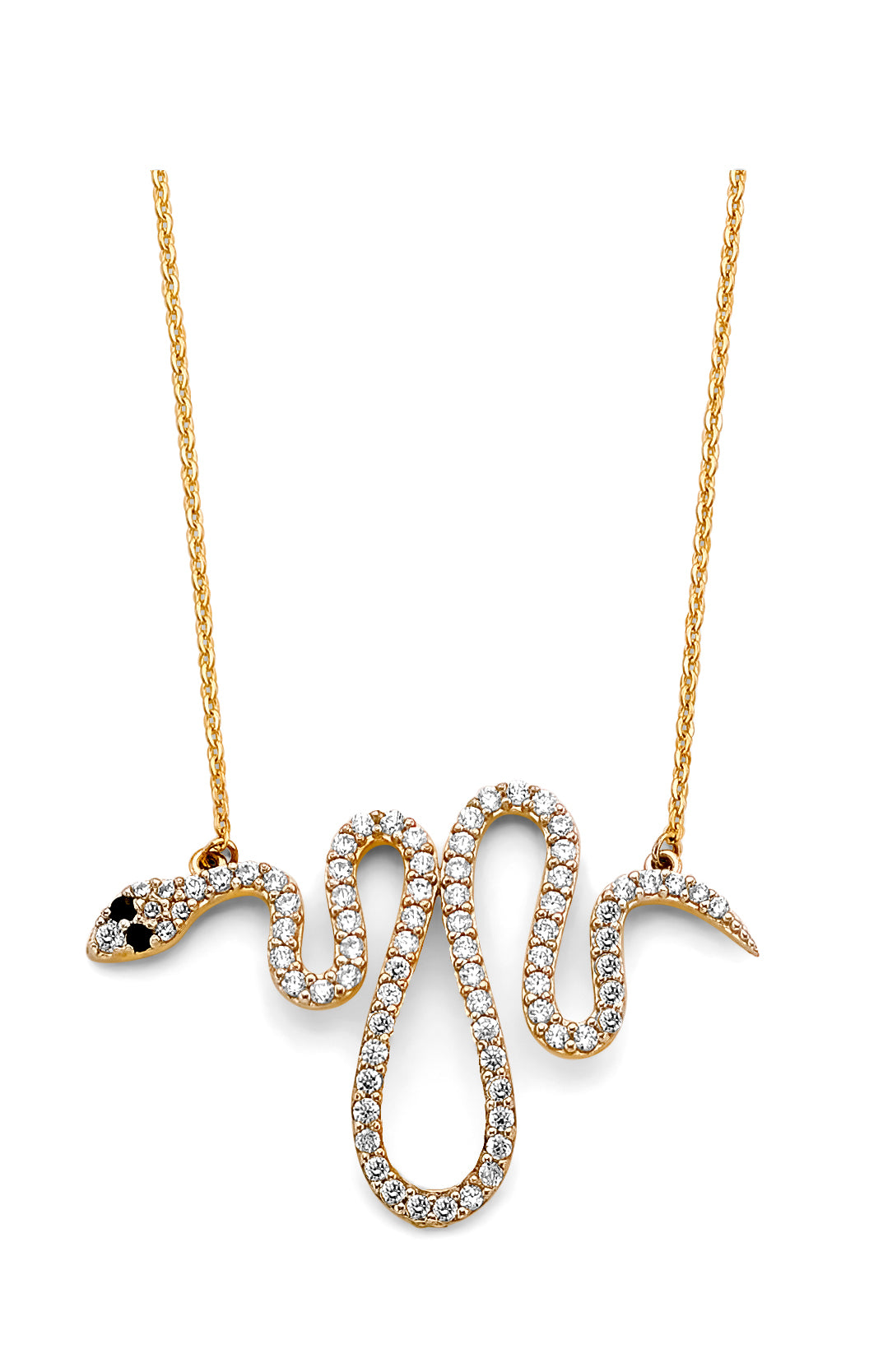 14K Two Tone Gold CZ Snake Necklace