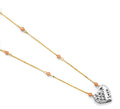 14K Yellow White Rose Gold Love Heart Necklace