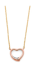 14K Yellow White Rose Gold CZ Pink Heart Necklace