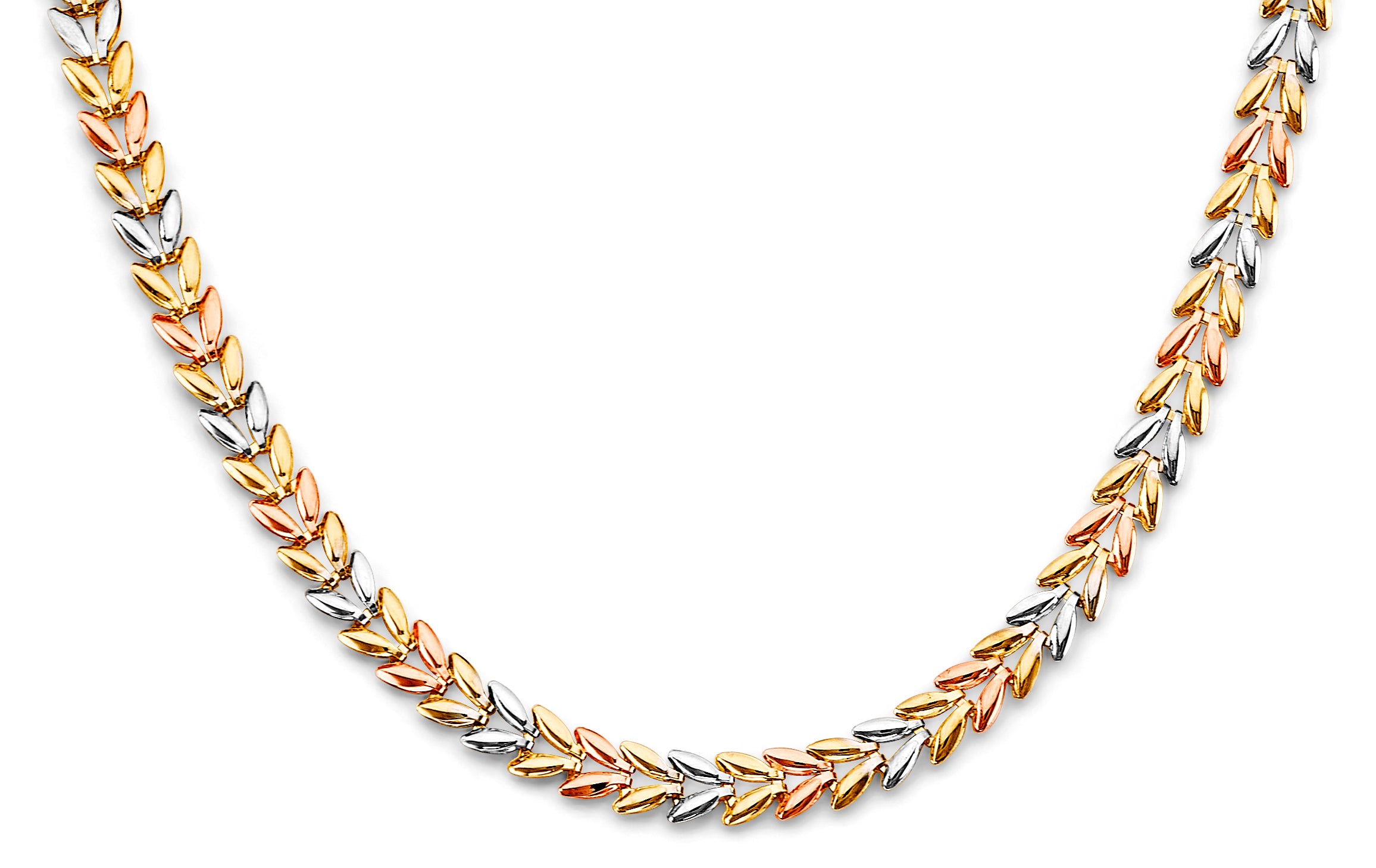 14K Yellow White Rose Gold Double Face Stampato Necklace