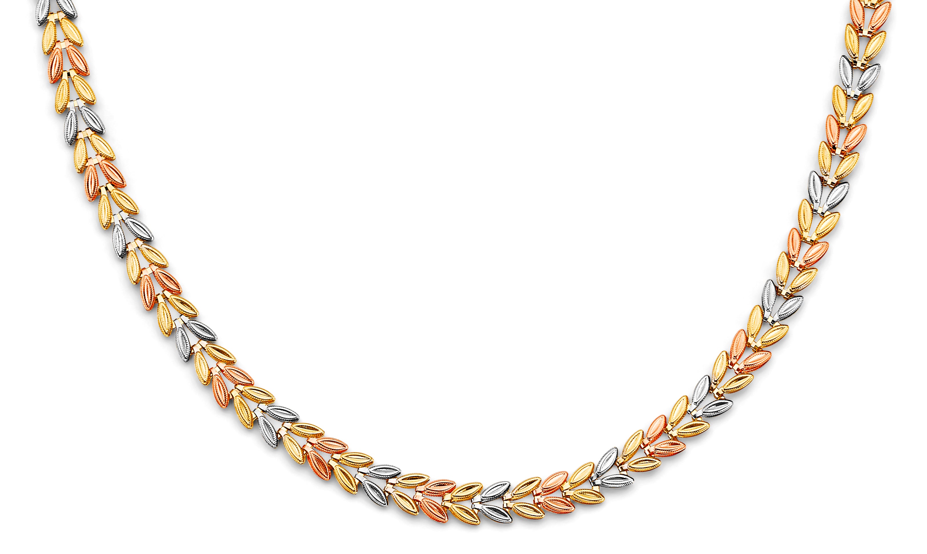 14K Yellow White Rose Gold Double Face Stampato Necklace