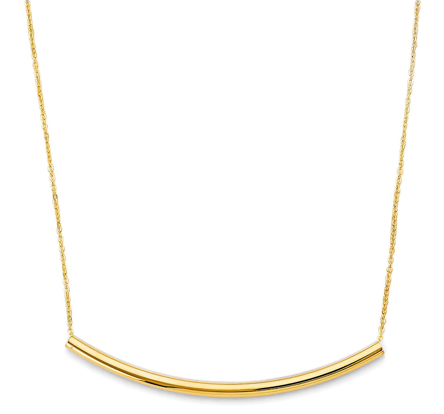 14K Yellow Gold Curved Round Bar Necklace