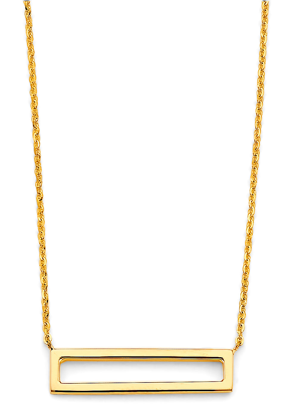 14K Yellow Gold Rectanglar Frame Necklace