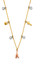 14K Yellow White Rose Gold Charm CZ Necklace