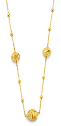 14K Yellow Gold Diamond Cut Ball Necklace