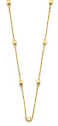 14K Yellow Gold Square Shape Bead Necklace