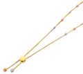 14K Yellow White Rose Gold Adjustable Ball Necklace