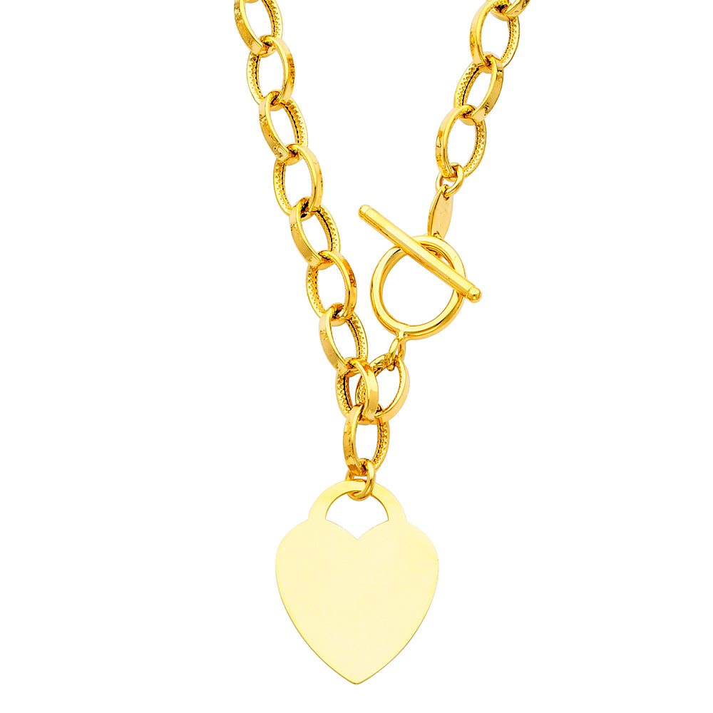 14K Yellow Gold Lit Hollow Neck with Heart Pendant