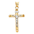 14K Two Tone Gold Hollow Polish Crucifix (15X35 mm)
