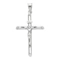 14K White Gold Hollow Round Tube Crucifix (20X40 mm)