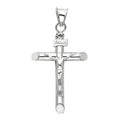 14K White Gold Hollow Round Tube Crucifix (15X35 mm)