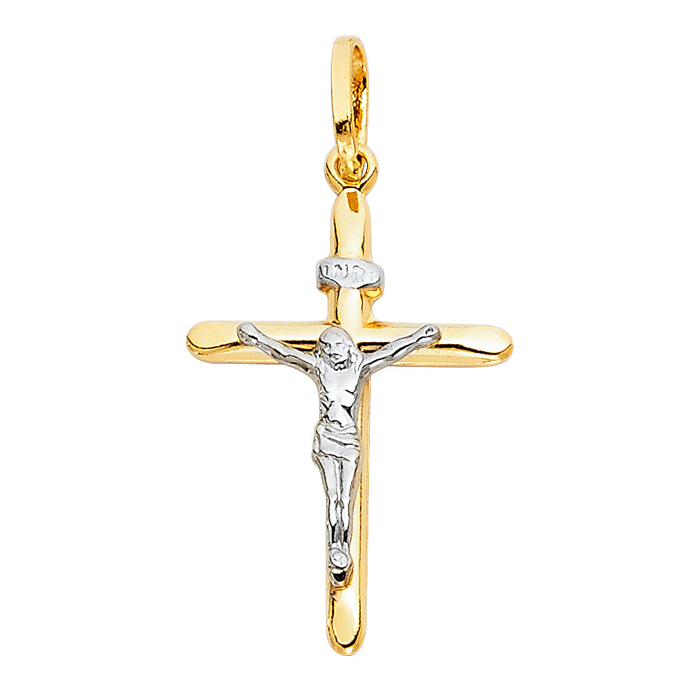 14K Two Tone Gold Crucifix (15X30 mm)