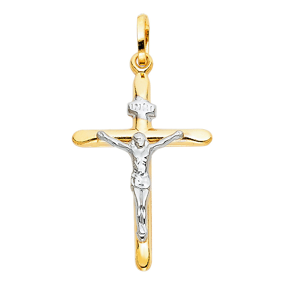 14K Two Tone Gold Crucifix (20X35 mm)