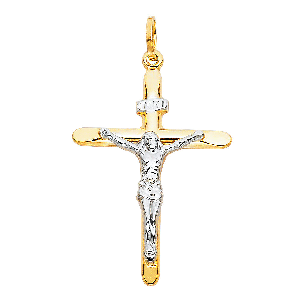 14K Two Tone Gold Crucifix (25X45 mm)